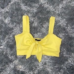 Yellow Front Tie Crop Top